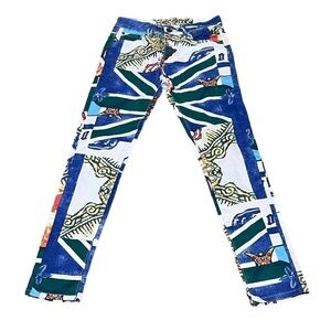 Fashion Jeans Wear Geometric Print Straight Leg Jeans Size 30 Women's